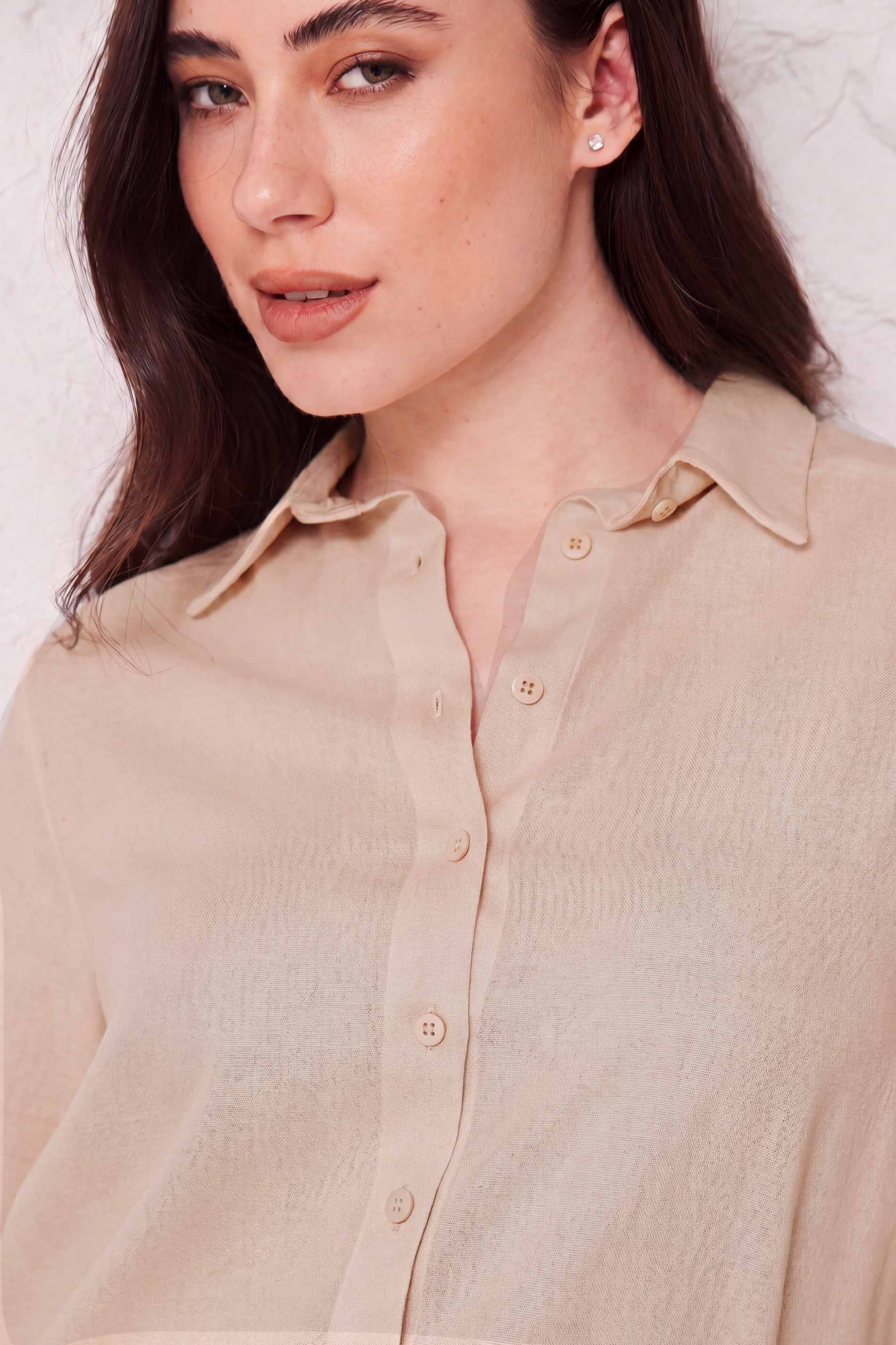 Camisa Feminina Manga Longa em Linho Sunset - Doce Trama