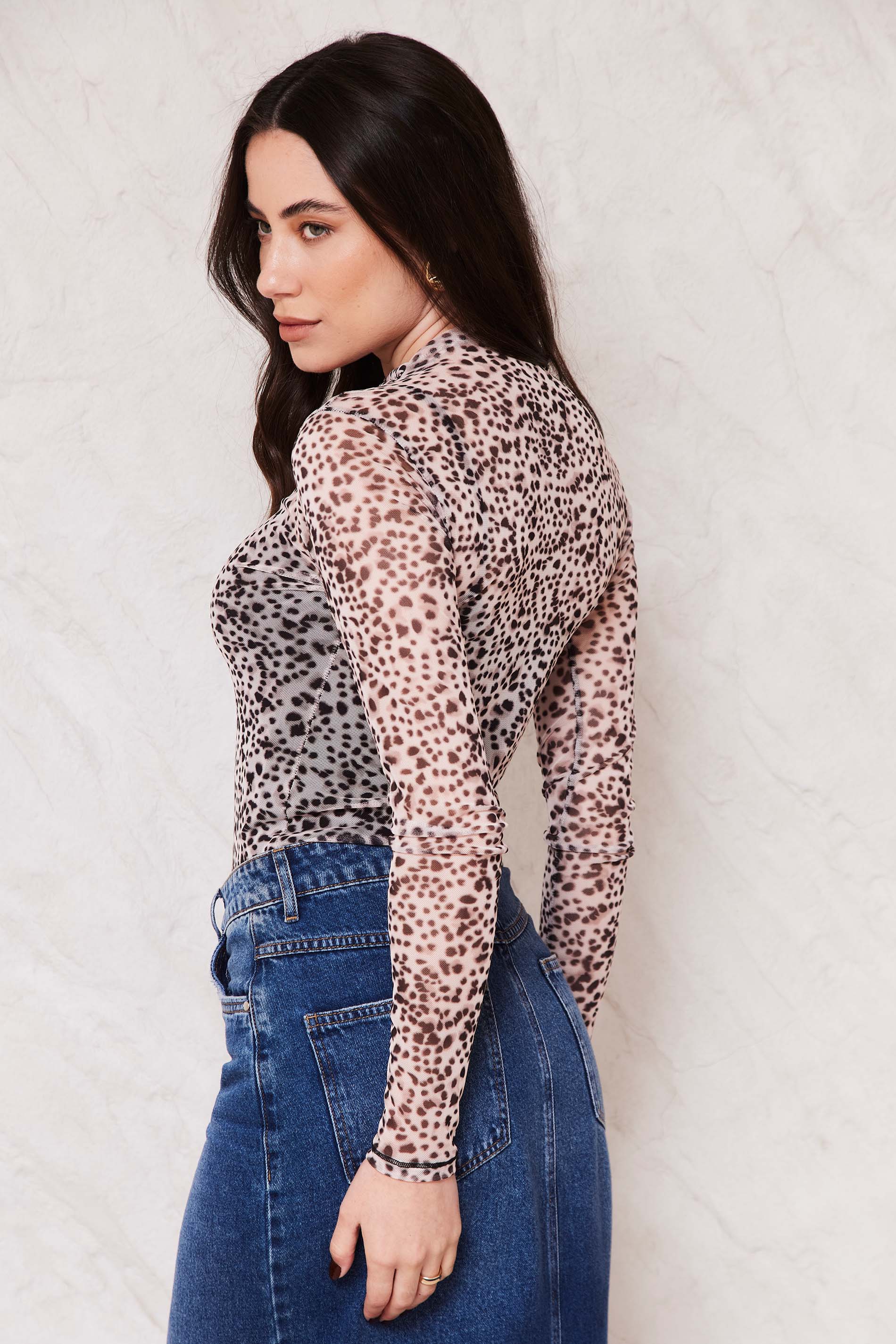 Blusa Feminina Manga Longa Tule Estampado Sunset- Doce Trama