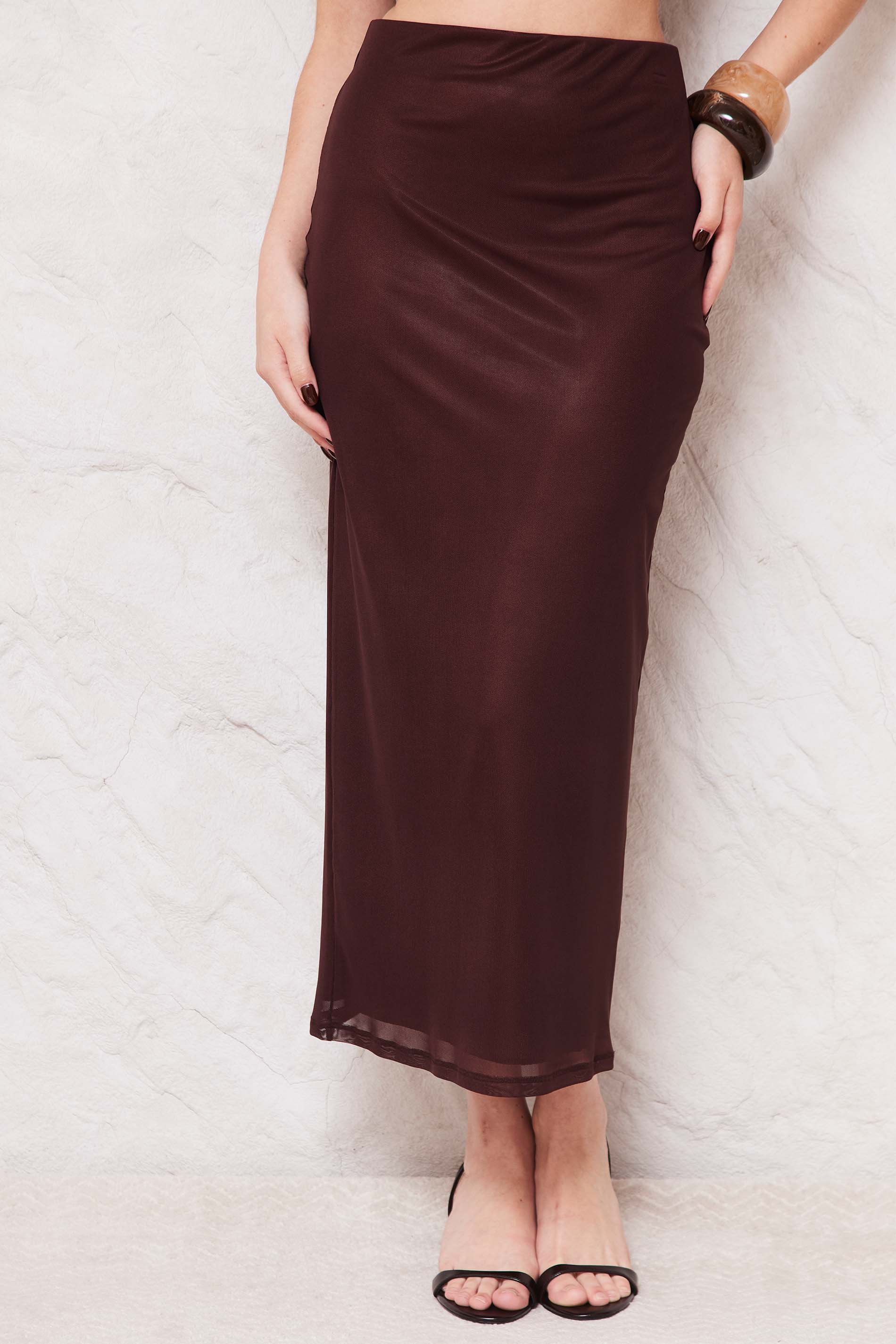 Saia Midi Evasê em Tule Sunset - Doce Trama