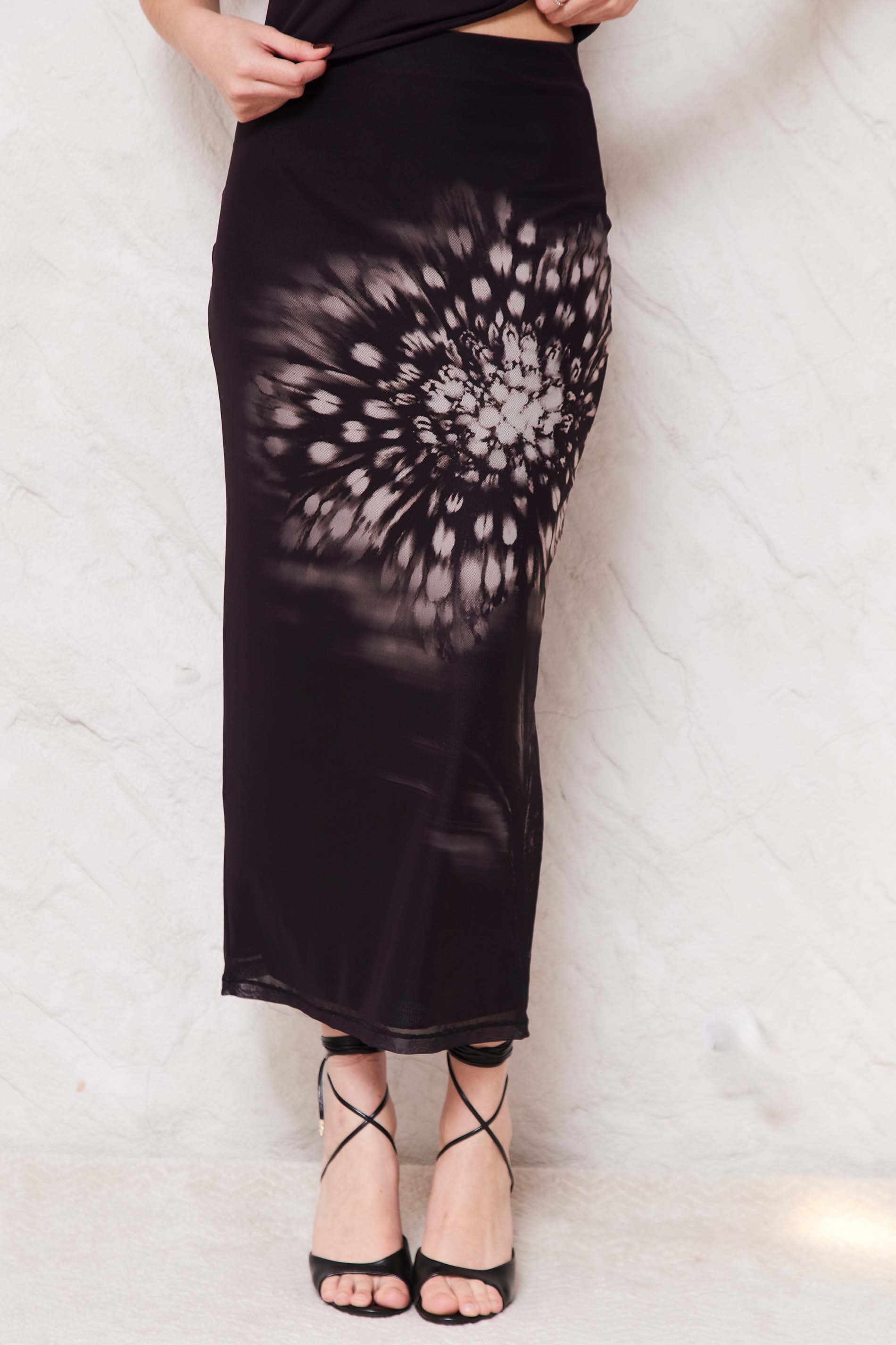 Saia Midi Evasê em Tule Sunset - Doce Trama