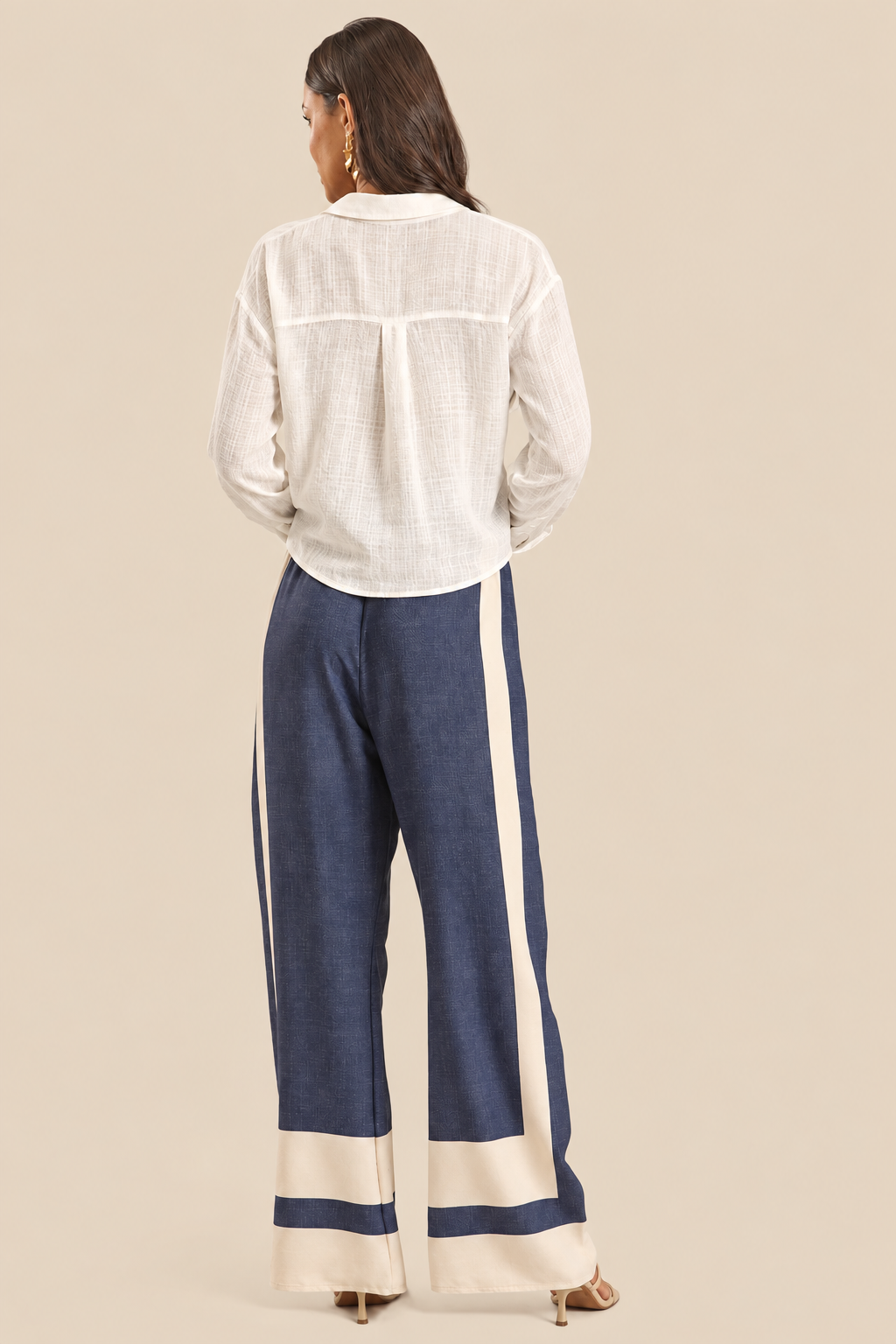 Calça Pantalona Plano Soft Listrada Miragem - Doce Trama