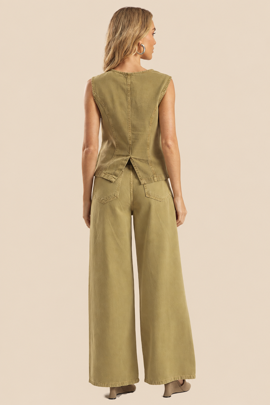 Calça Jeans Pantalona Sarja Cintura Alta Miragem- Doce Trama
