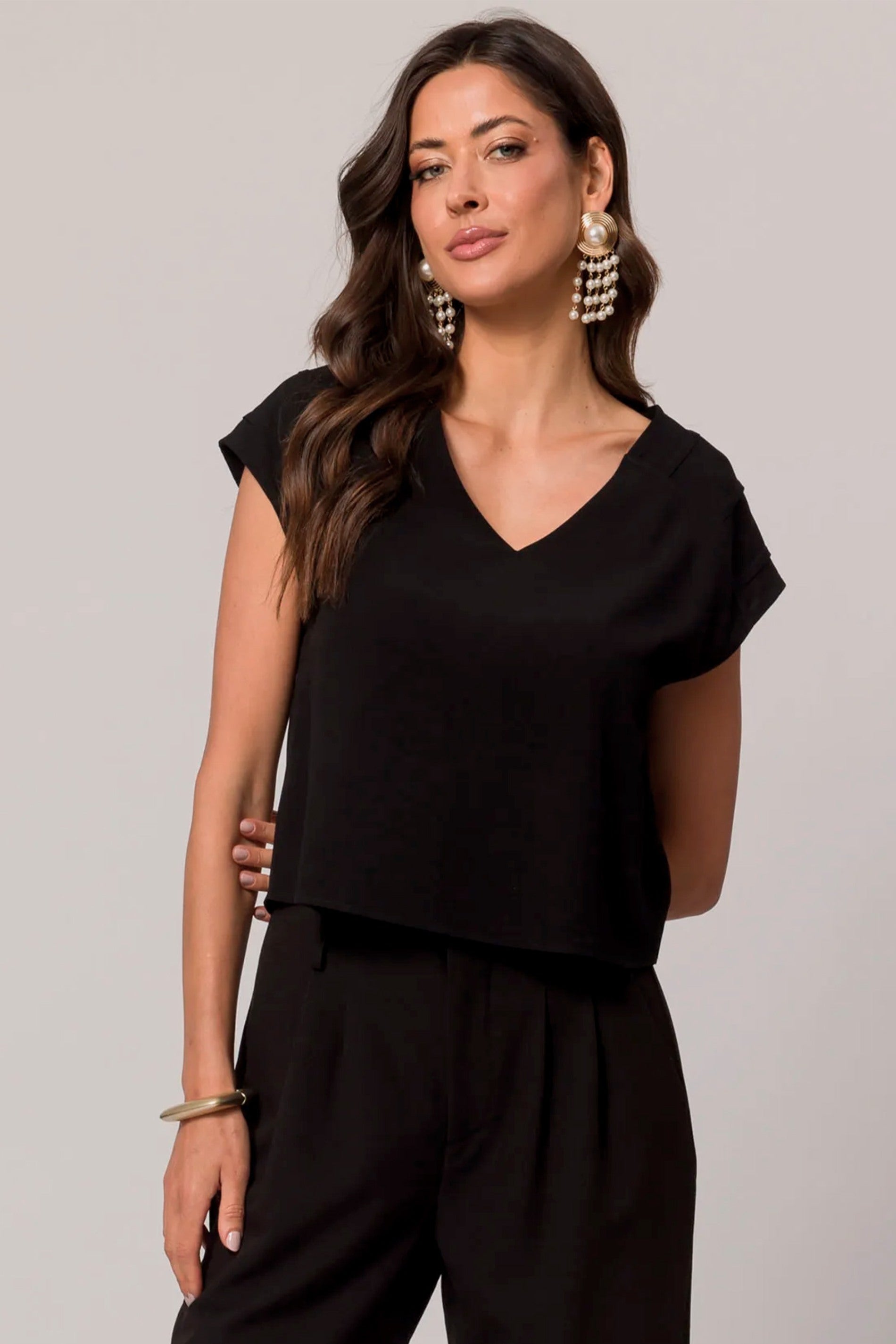 Blusa de Manga Curta em Plano Viscose