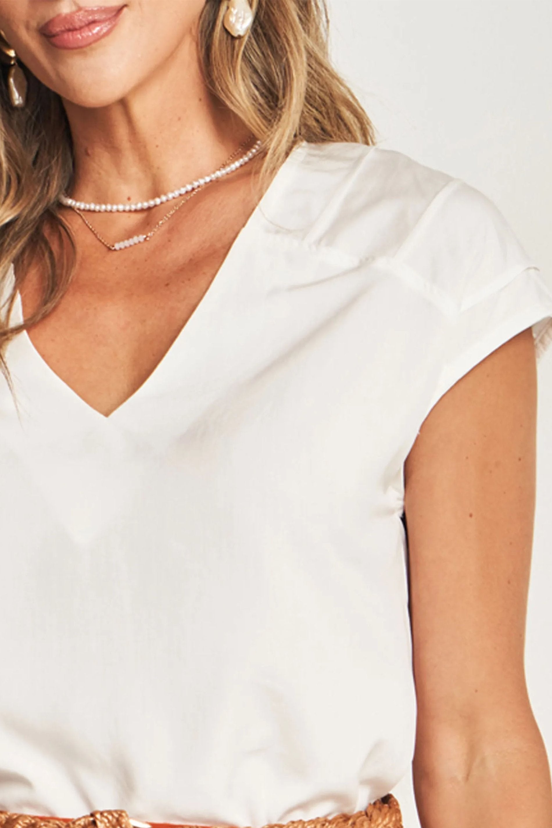 Blusa de Manga Curta em Plano Viscose