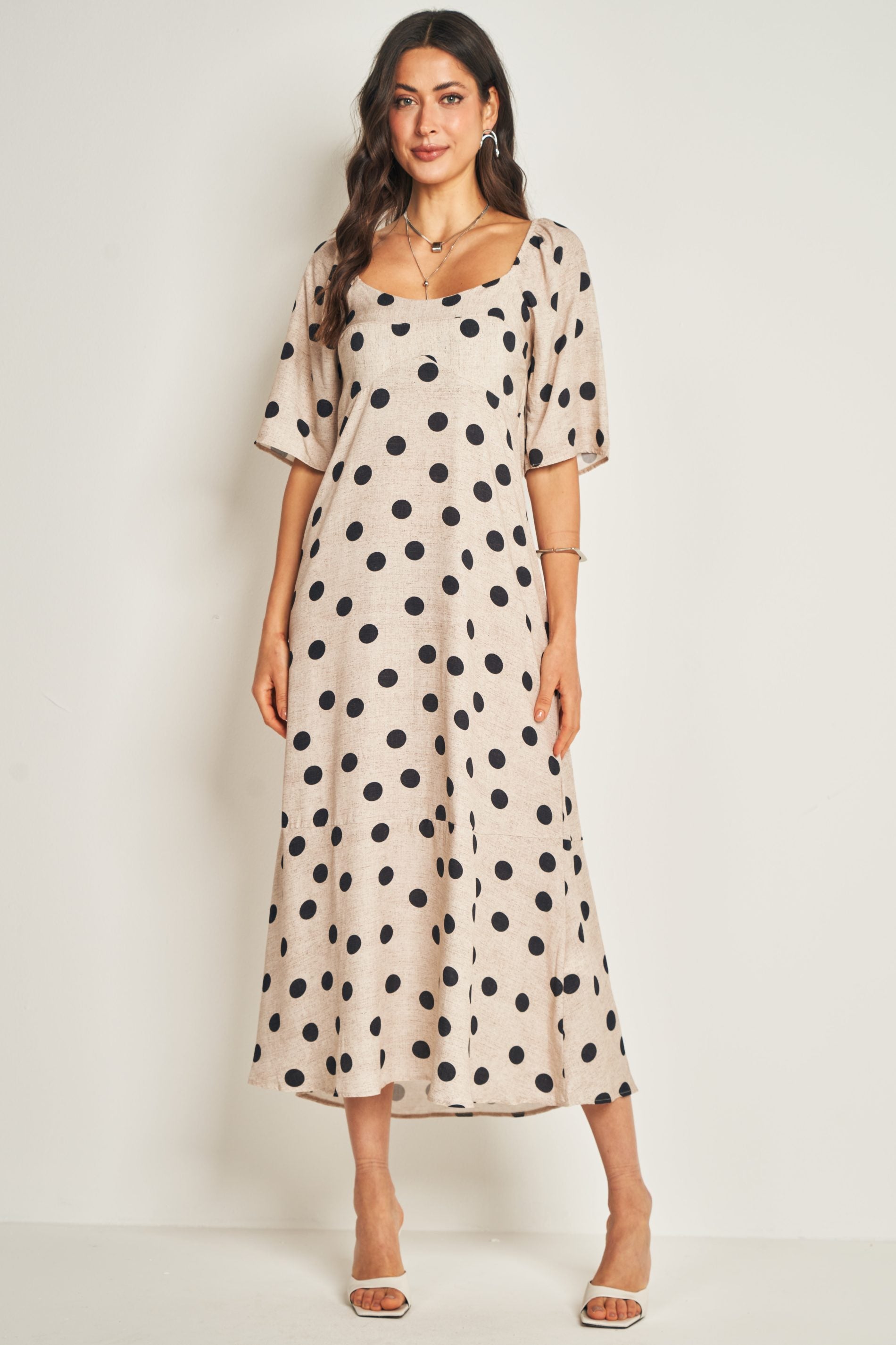 Vestido longo com manga 3/4 floral