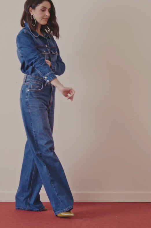 Calça Reta Wild Orchid em Denim